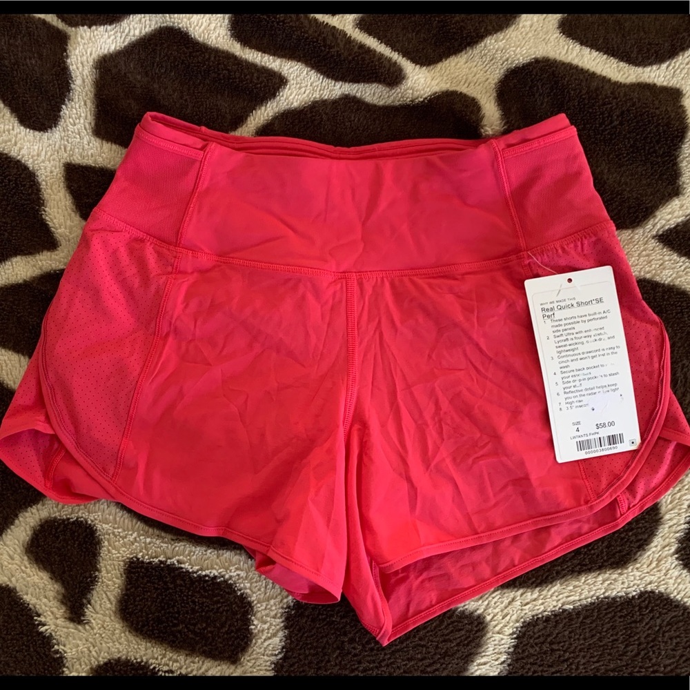 New Lululemon Real Quick Short SE Perf size 4 pink